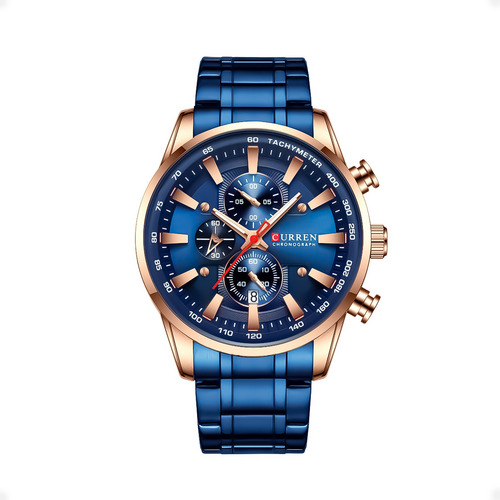 Reloj Curren 8351 Cronografo De Alta Precision Y Diseño Moderno En Combinación De Azul Y Dorado Ideal Para Hombre Con Estilo Deportivo Y Elegante Otec
