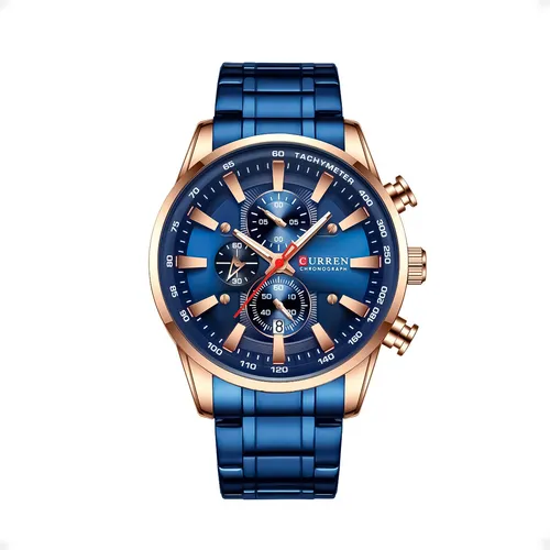 Reloj Curren 8351 Cronografo De Alta Precision Y Diseño Moderno En Combinación De Azul Y Dorado Ideal Para Hombre Con Estilo Deportivo Y Elegante Otec
