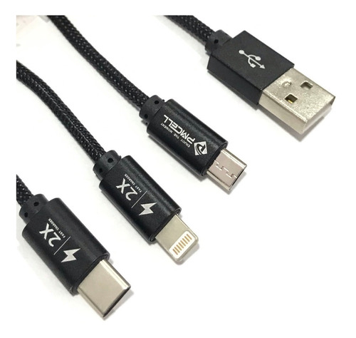 Cabo Dados Usb Pmcell 3 Em 1 Usb Lightning V8 Tipo C Cb 32 Parcelamento Sem Juros