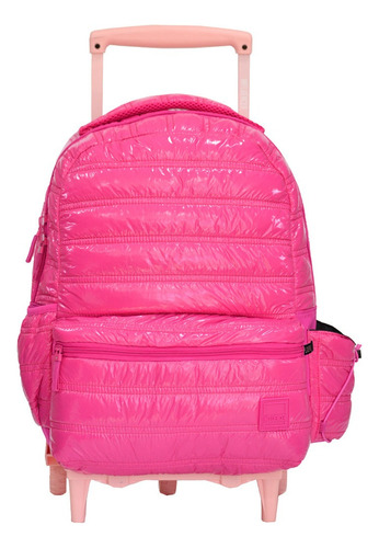 Mochila C/carro Influencer Nylon 3 Ruedas Tractor Escolar Color Fucsia