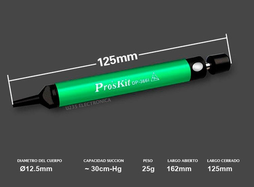 Imagen 2 de 4 de Desoldador Mini Ultra Delgado Proskit Dp-366i Chupa Estaño