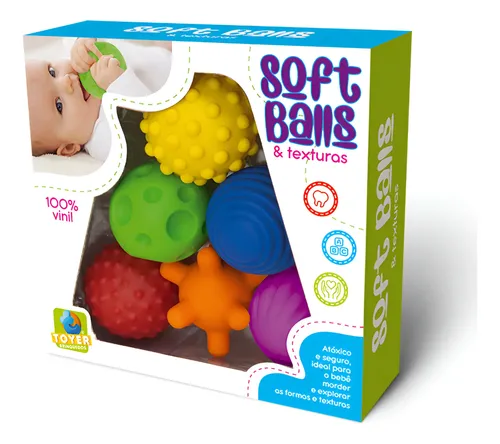 Kit 6 Bolas Sensorial Tátil Soft Balls Bebe Vinil Montessori
