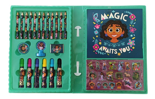 Imagen 4 de 9 de Valija De Arte Escolar C/ Stickers Estuche Disney Encanto Ed
