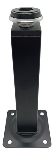 Pé Para Móveis De Aço Preto Quadrado 15cm Regulável - 1 Uni