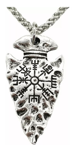 Collar Flecha Lanza Vikingo Vegvisir Amuleto Brujula Calidad