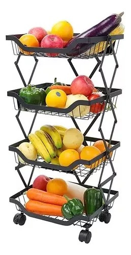 Carrito Cesta Estante Organizador De Cocina 4 Niveles Metal