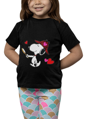 Polera Niña Snoopy Charlie Brown Detective Estampado Algodon