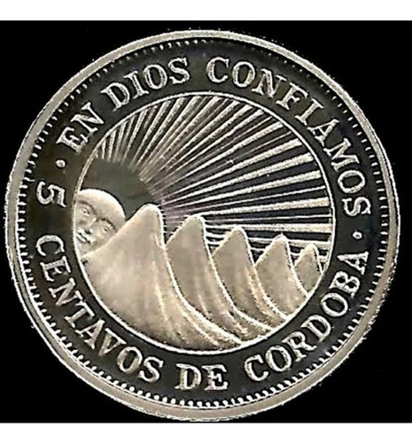 Nicaragua 1972 5 Centavos Proof Acuñación De 20 Mil Piezas