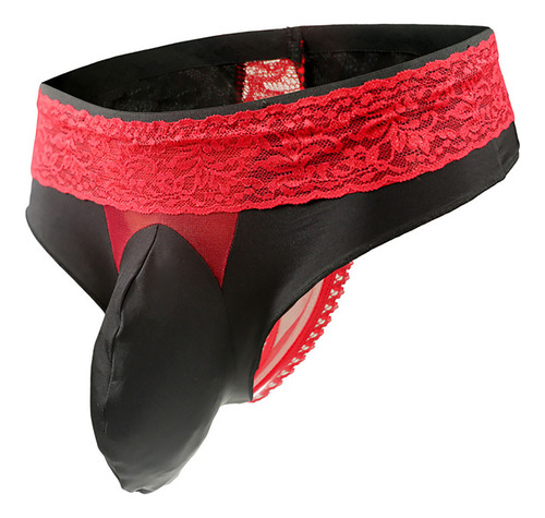 B Ropa Interior De Cintura Baja Para Hombre, Encaje De Seda