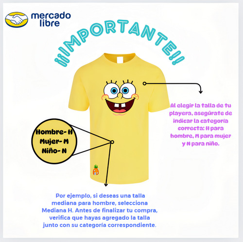 Playera Bob Esponja 100% Algodón Varias Tallas