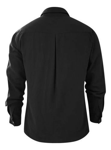 Blusa Hombre Playera Manga Larga Botones Verano Liso Loos 6