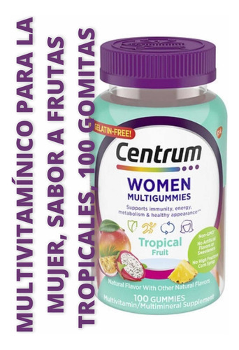 Multivitaminico Centrum Women Mujer Sabor Tropical 100 Gomas Sabor Frutas Tropicales