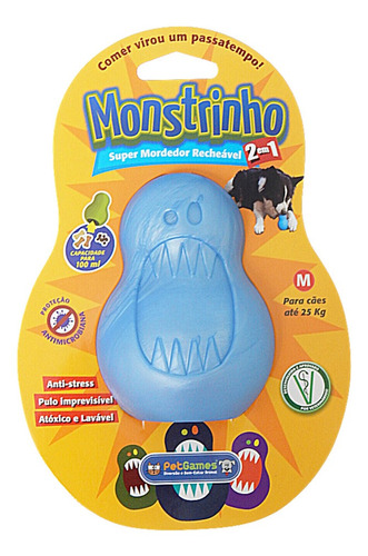 Brinquedo Recheável Monstrinho Pet Games Azul M