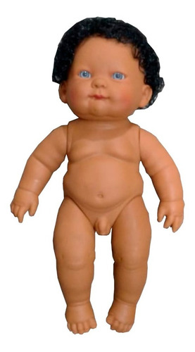 Boneco Menino Negro 32 Cm Em Vinil - Com Genitália