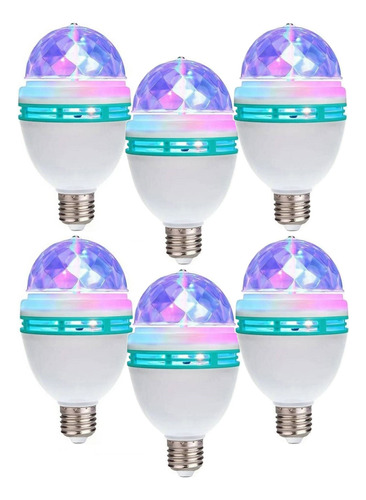 Foco Bombillo Giratorio Led Multicolor Disco Fiestas Pack 6u