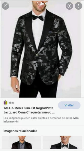 Blazer Tallia Slim-fit Negro/plata Jacquard Cena Nuevo 