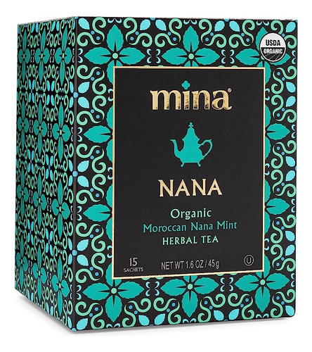 Mina Organic Moroccan Nana Mint Herbal Tea, Caffeine Free, S