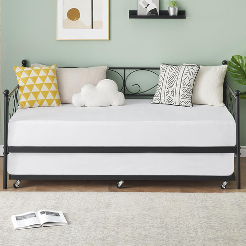 Sofá Cama Individual Nido De Metal Color Negro Ahorro Espaci
