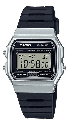 Reloj Casio F-91wm 7a Retro Classic Vintage Digital Color de la malla Negro Color del bisel Gris