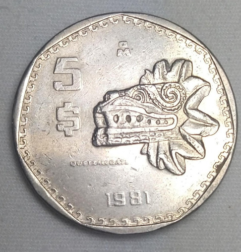 Monedas Antiguas De México 5 Pesos Quetzalcóatl 1981