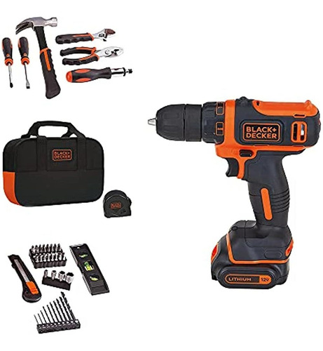 Black+decker 12v Max Drill & Home Tool Kit, 60 Piezas (bdcdd