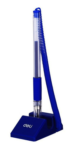 Imagen 1 de 2 de Boligrafo Gel 0.5mm Cordon Mostrador Azul Deli Color Del Exterior Azul Y Transparente