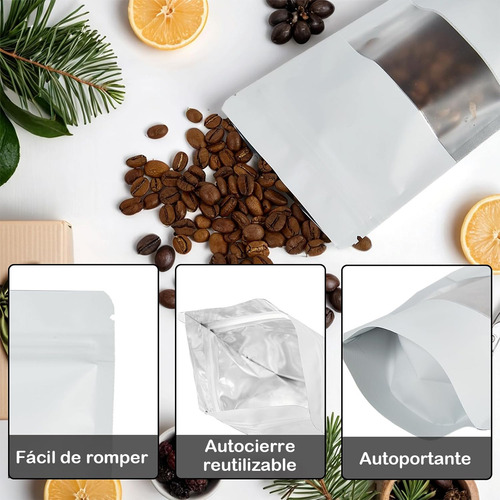Bolsa Stand Up Con Ventana - 16x24cm (250g), 100pz Blanca