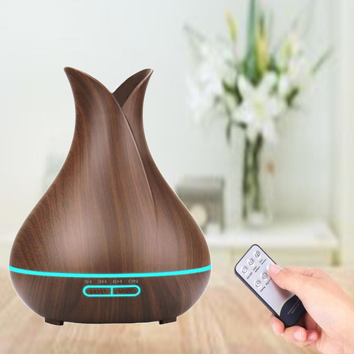 Umidificador Difusor Ultrassônico Gota 400ml Controle Remoto Cor Marrom-escuro Bivolt