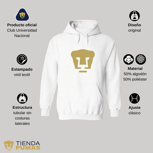 Sudadera Pumas Unam Deportiva Hombre Hoodie Logo Doradovinil