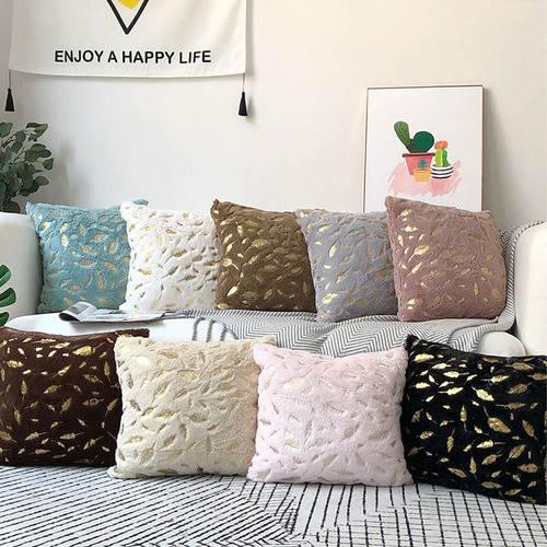 Funda De Almohada Con Diseño De Plumas, 2 Piezas, 45x45 Cm Gris