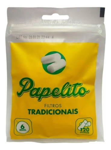 Filtro Papelito Tradicional 6x15mm 120uni Piteira Higiênica Sabor Sem Sabor