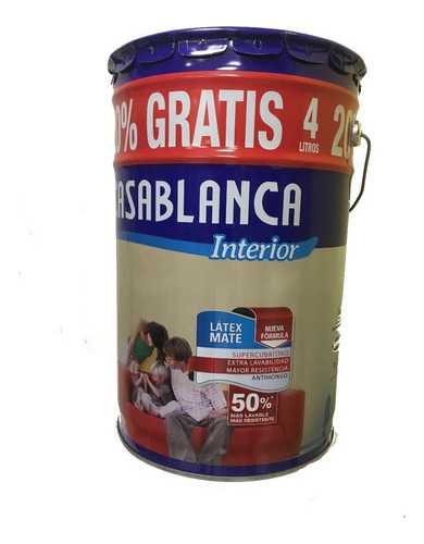 Latex Interior Antihongo Mate Casablanca 24l Pintumm