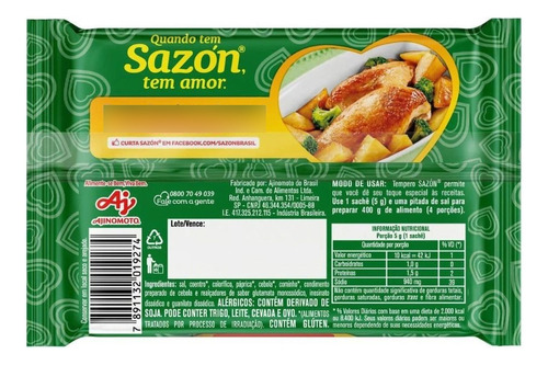 Tempero Sazón P/ Frango 60g - Condimento Para Pollo- Brasil