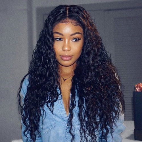 Peruca Feminina Afro Preta Longa Encaracolada