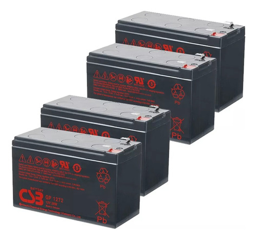 Kit 4 Baterias Csb 12v 7.2 Ah Gp1272 F2 No Break Sms Apc