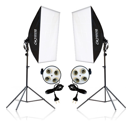 Kit 2 Softbox Quadruplo 50 X 70 + 2 Tripés 2m Estúdio Vídeo