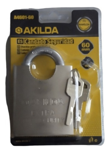Candado De Seguridad Acero Anti Cizalla Anti Corte 60mm Color Plateado