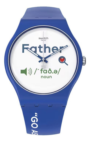 Reloj Swatch Hombre Father's Day So29z704 All About Dad Color De La Malla Azul Color Del Bisel Azul Color Del Fondo Blanco