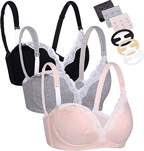 Paquete De 3 Brasier Maternos De Lactancia Talla 34b Negro