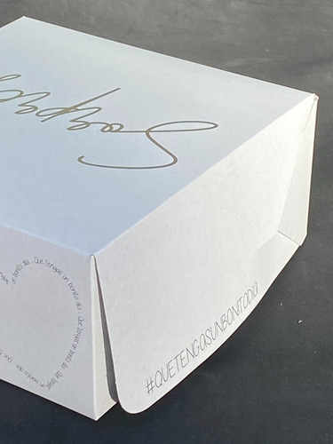 Caja X 10 Unid Cartulina Mini Desayunos Meriendas 22x22x10 Con Frase