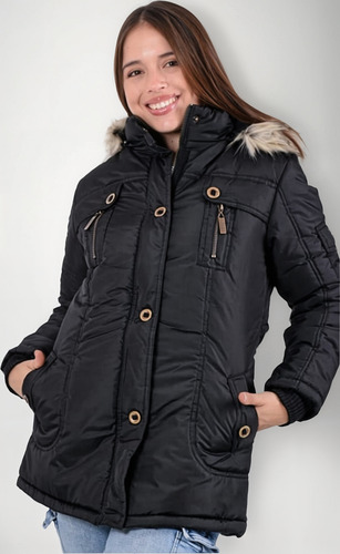 Camperon Impermeable Con Piel Y Capucha Desmontable