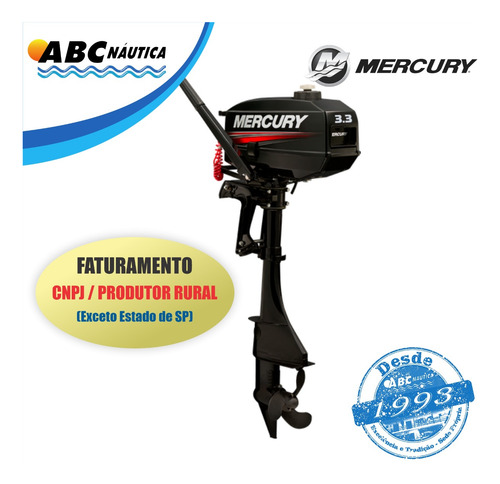 Motor De Popa Mercury 3.3hp Leia Anuncio - Pronta Entrega