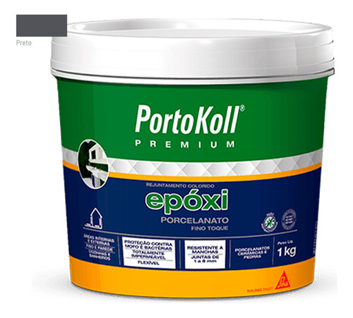 Rejunte Epoxi Portokoll - Preto Balde 1 Kg