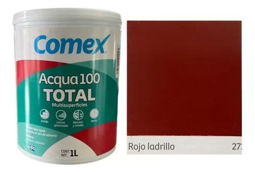 Esmalte Base Agua Acqua 100 Total Multisuperficies 1l Comex Color Rojo Ladrillo