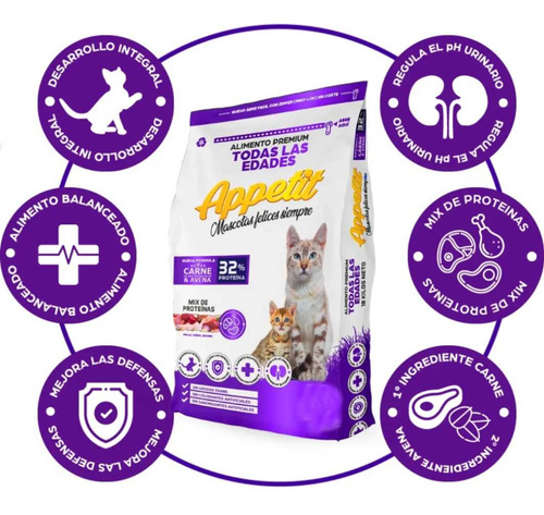 Alimento Gato Todas Las Edades 3kg Marca Appetit