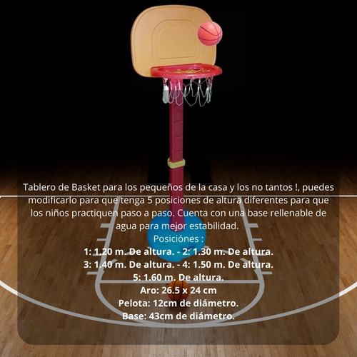 Imagen 2 de 10 de Tablero Básquetbol C/ Base Rellenable Altura Regulable Crazy