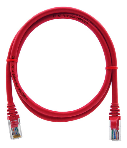 Kit 50 Un. Patch Cord Para Roteador Cat5e - 90 Cm Vermelho