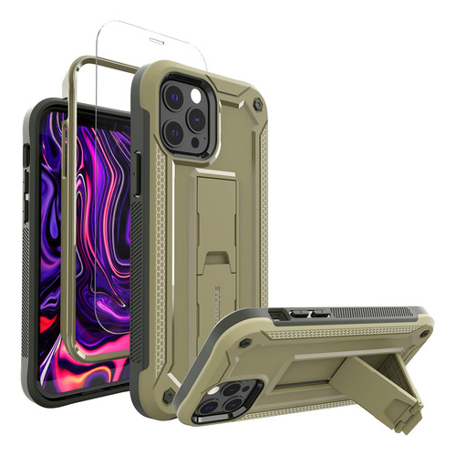 Funda Para iPhone 12 & 12 Pro Army Verde Uso Rudo