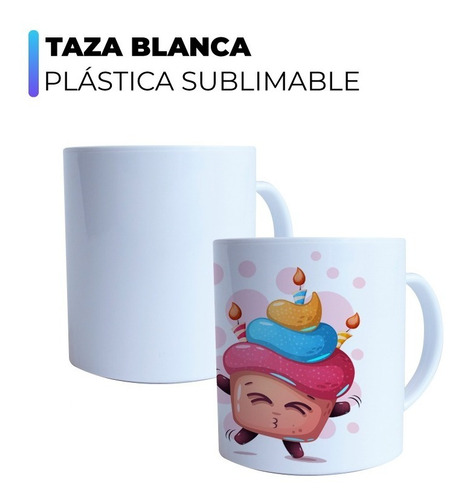 Imagen 4 de 10 de Taza Plastica Polímero Sublimable Blanca Recta Lmc X200 Uni