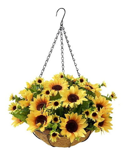 Lopkey Cesta Colgante Girasol Artificial 12.0 In Para Flor